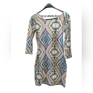 Billabong Multi-Color Geometric Long Sleeve Dress